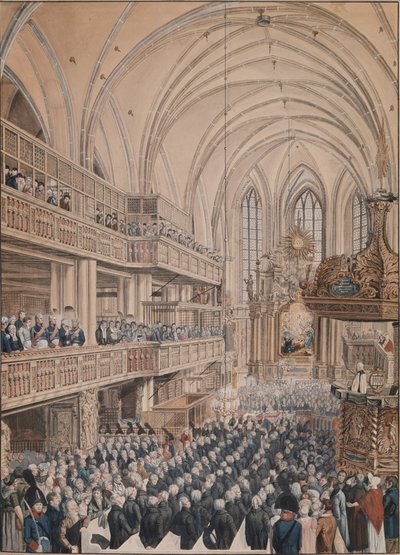 La inauguración de los concejales en la Iglesia de San Nicolás, 1808 de F.A. Calau